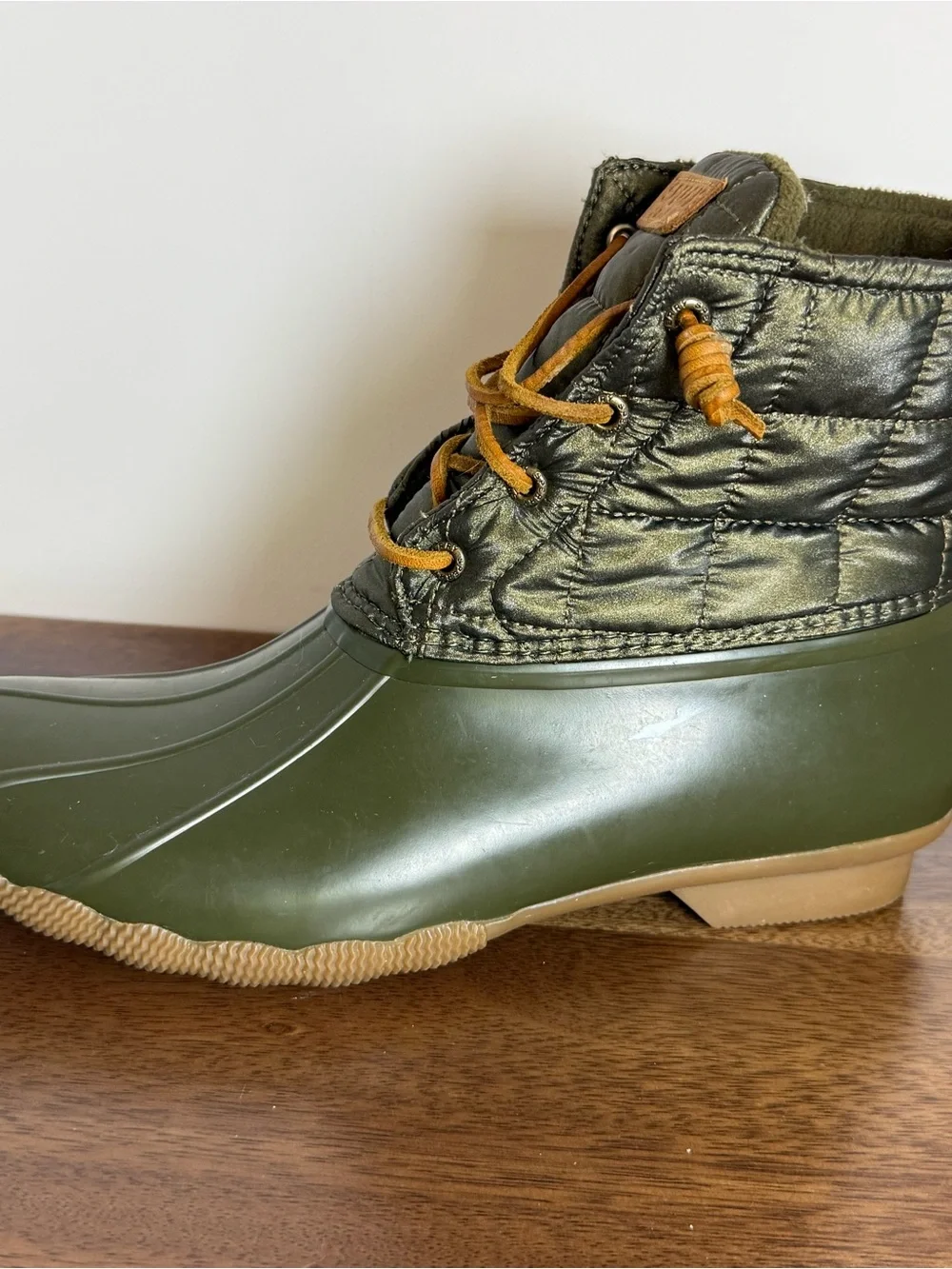 Sperry Saltwater Duck Boots Olive Green Waterproof Women’s Size 11